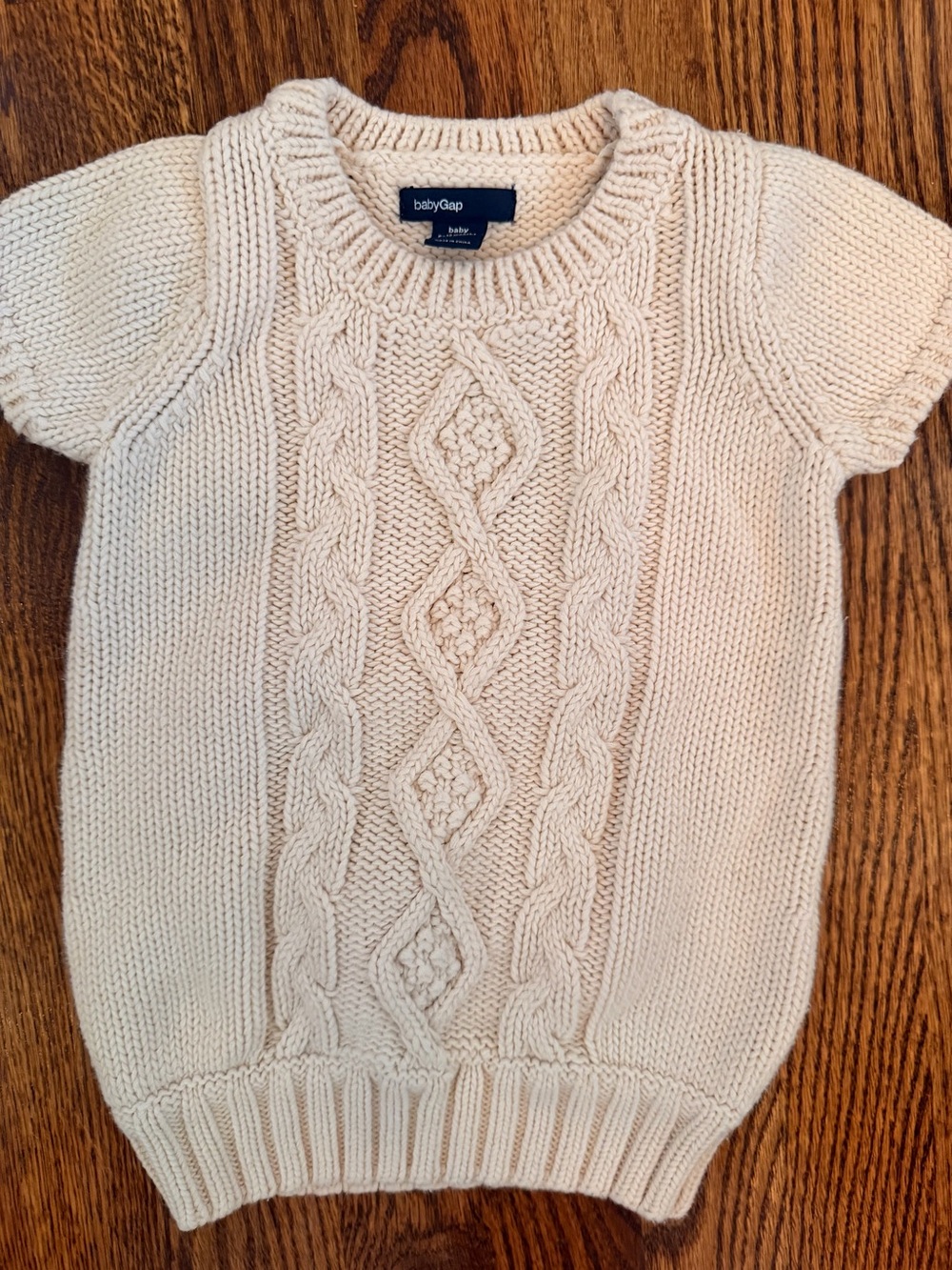 Baby GAP Cream Cable-Knit Short Sleeve Sweater Dress - baby size 6-12months